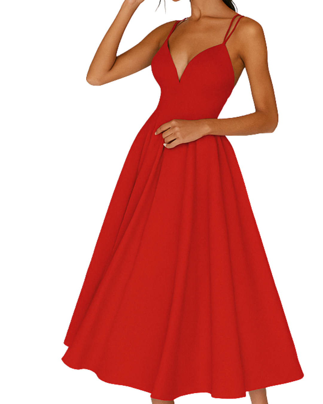 Damen Hochzeitsgast Träger Midi Kleid