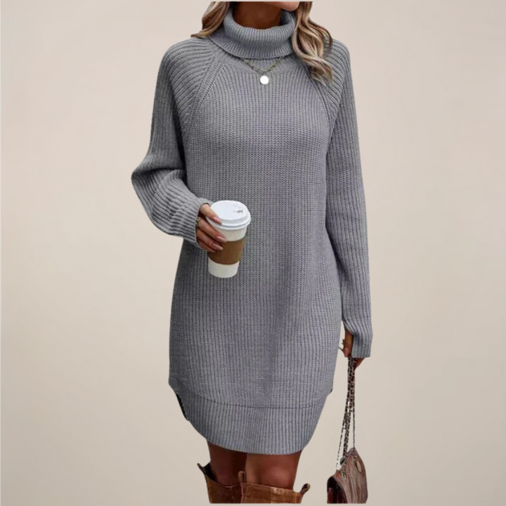 Damen Rollkragen-Pulloverkleid mit langen Ärmeln