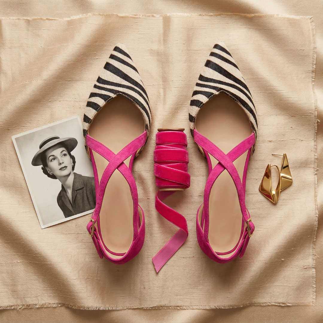 Fern Ballerinas mit Riemchen für Damen – Detailansicht