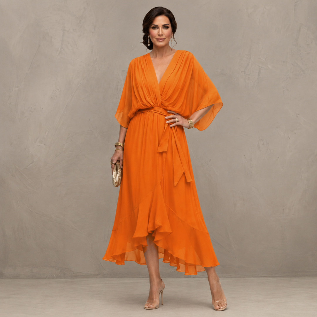Marta - Elegantes Chiffon Midi Kleid