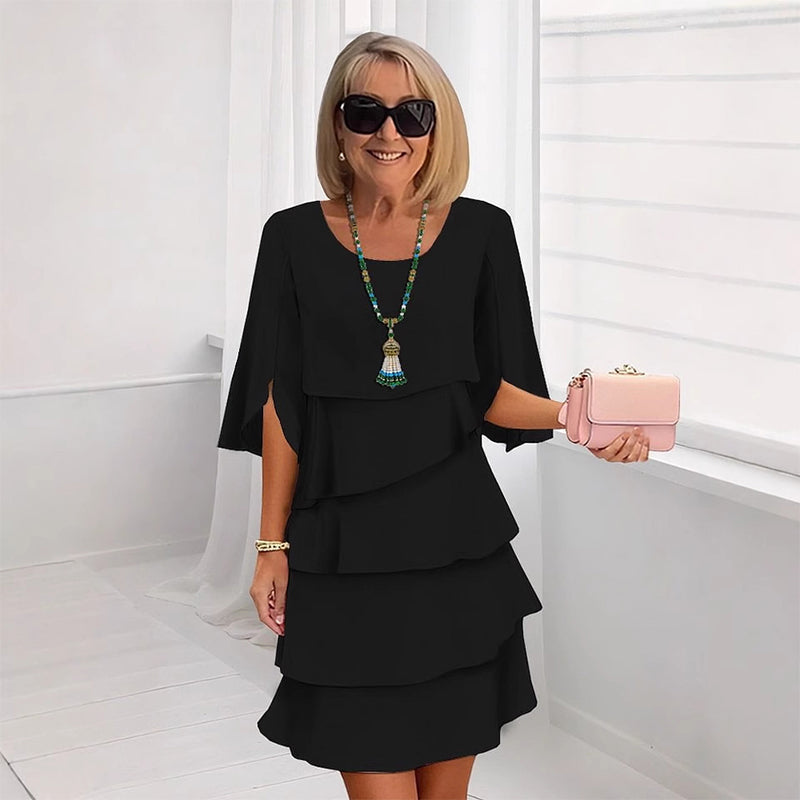 Naomi - Damen Schichtkleid mit Puffärmeln