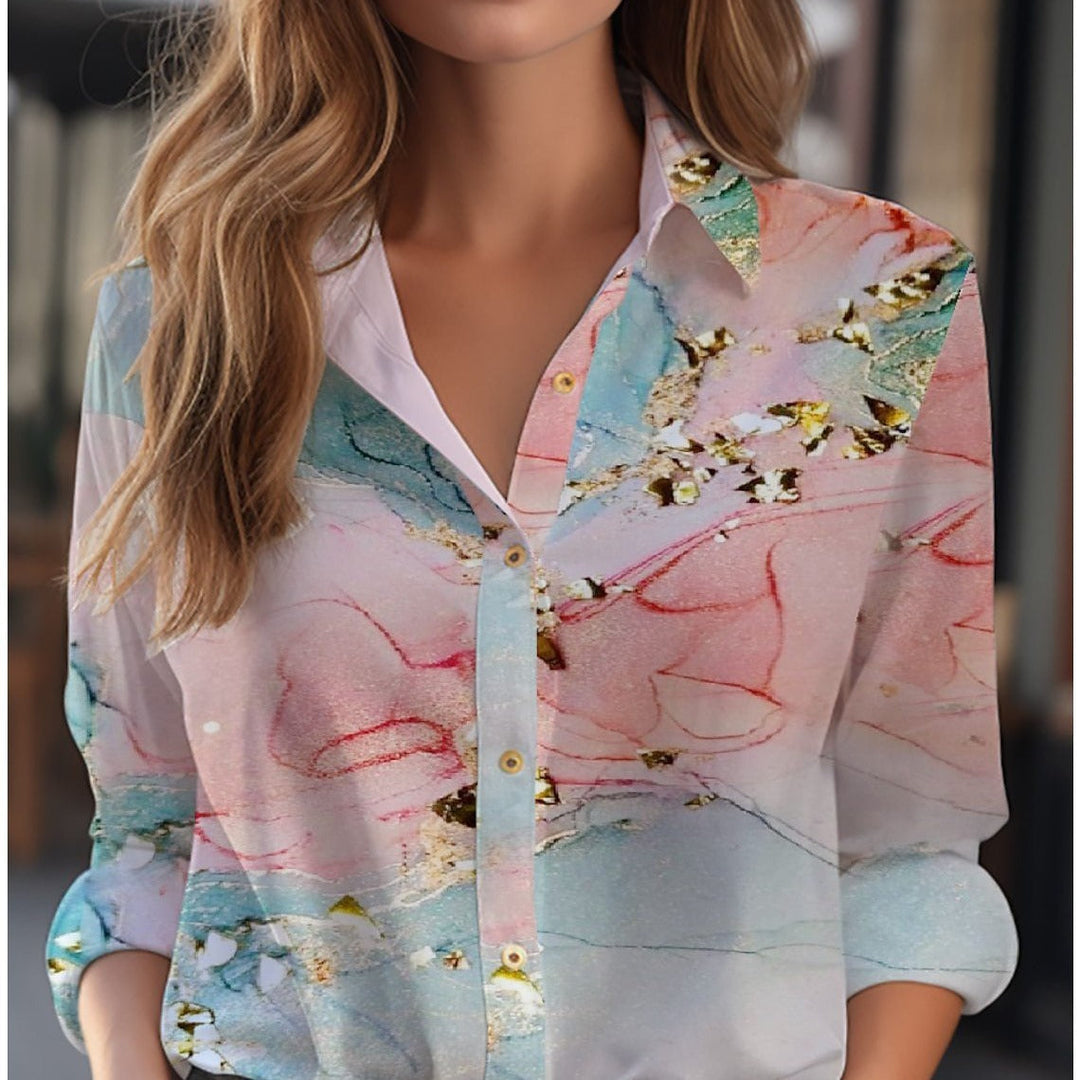 Inge - Damen Hemdbluse mit Blumenprint und Knopfleiste