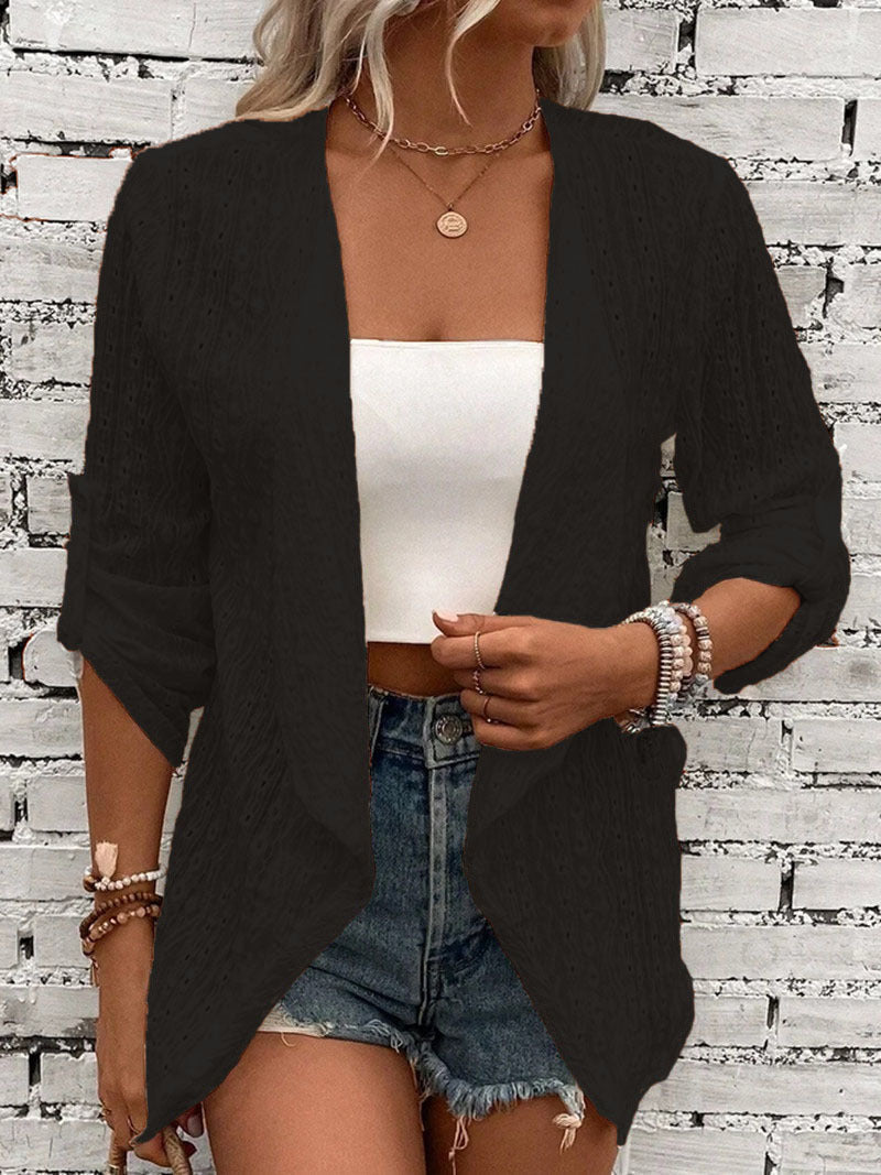 Damen Häkelstrick Cardigan mit lockerer Passform