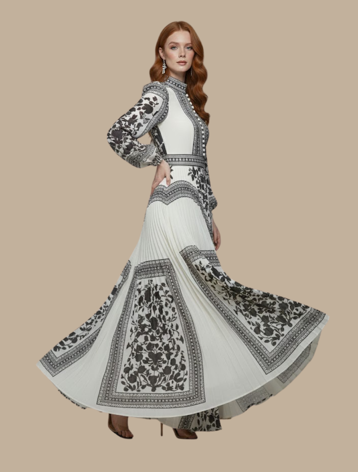 Damen Plissiertes Maxi-Abendkleid