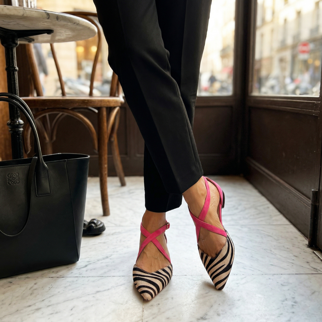 Fern Ballerinas mit Riemchen für Damen – Ganzansicht