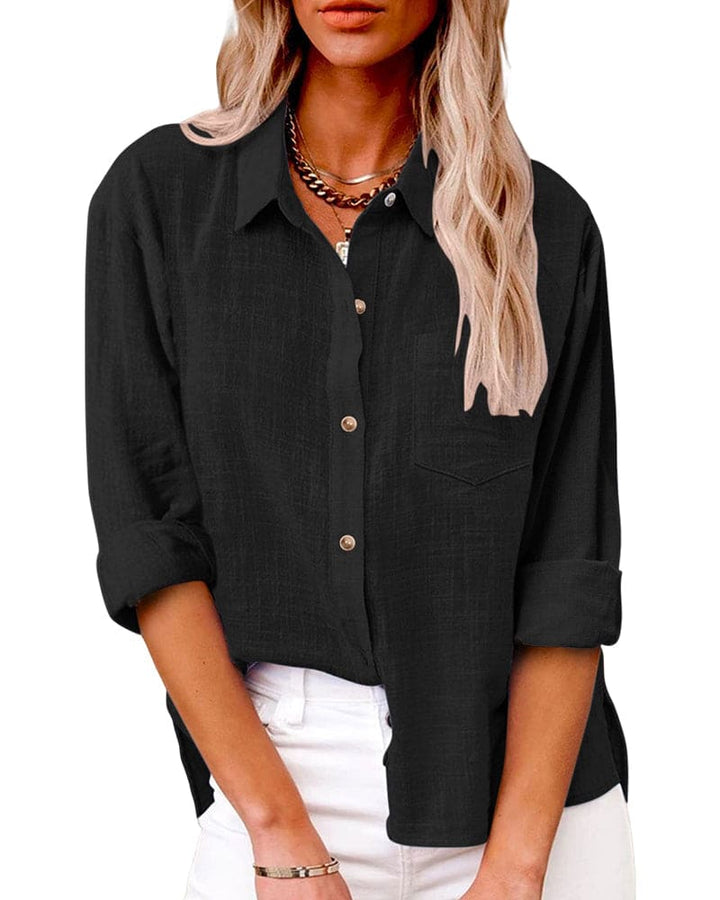 Emma - Damen Hemdbluse mit Brusttasche und Lockerem Schnitt