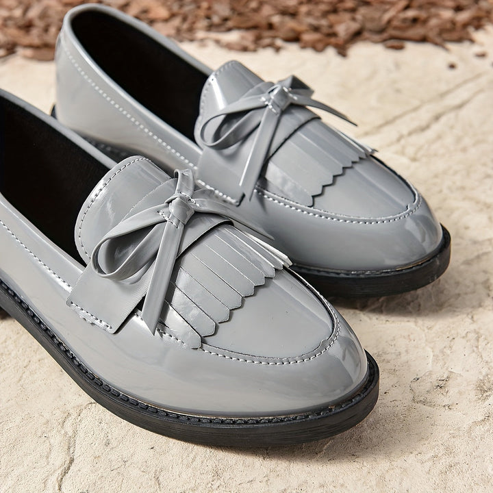 Damen Slipper mit Fransen und Schleifendetail