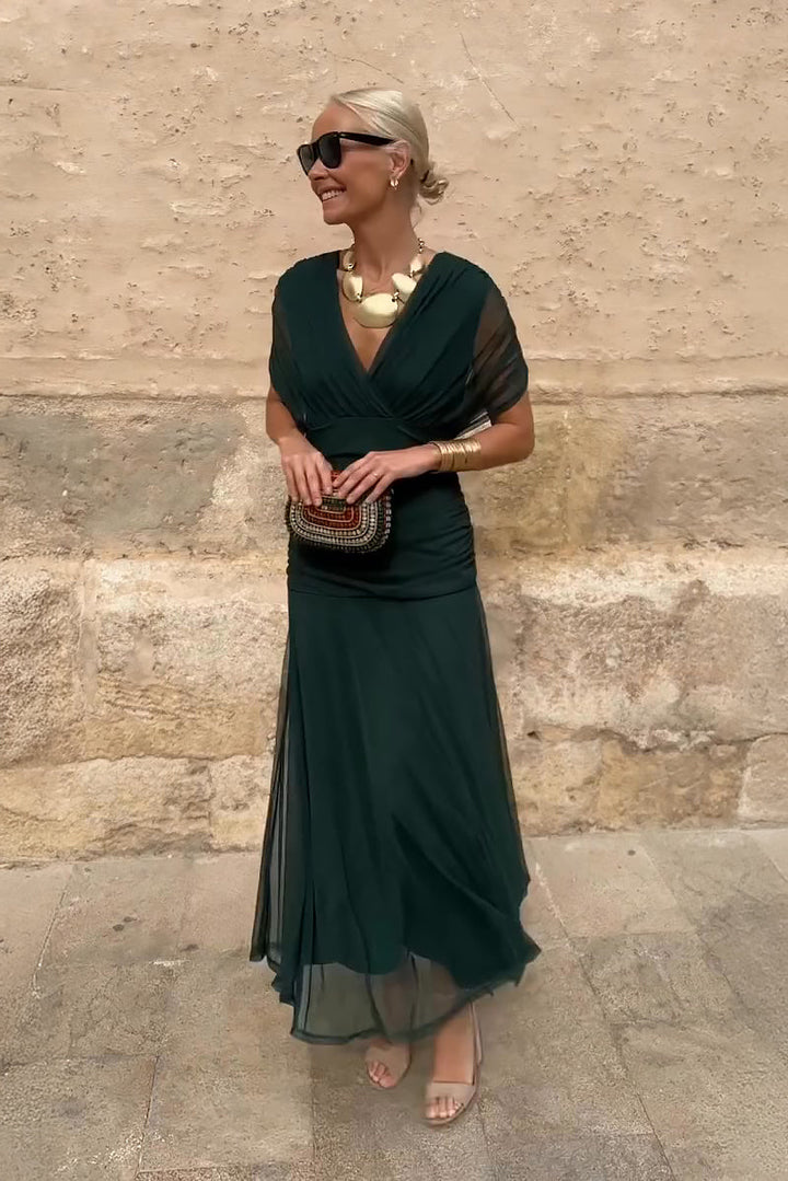 Damen Cocktail Off-Shoulder Floral Maxi Kleid