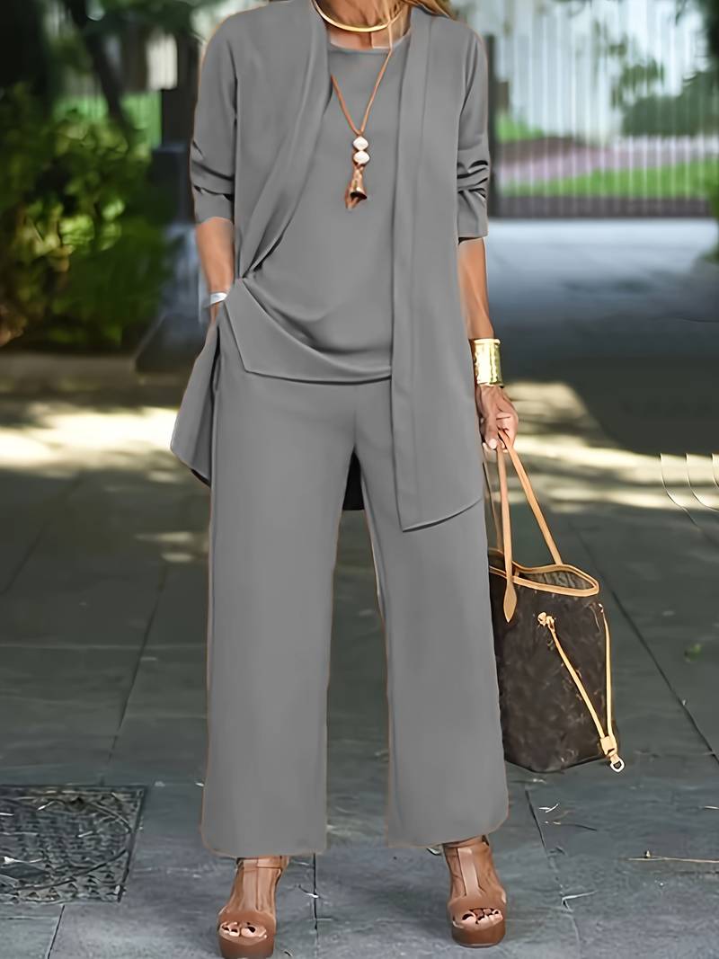 Anna - Drei-teiliger Blazer, Tanktop & Weitbeinige Hosen Ko-ord Set