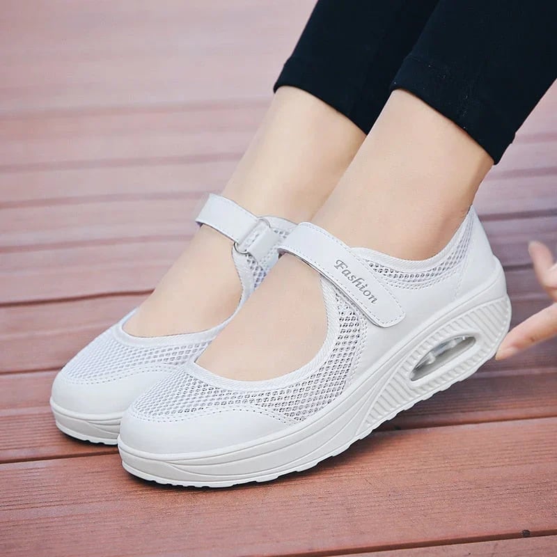 Damen Sneaker mit Plattform und Klettverschluss