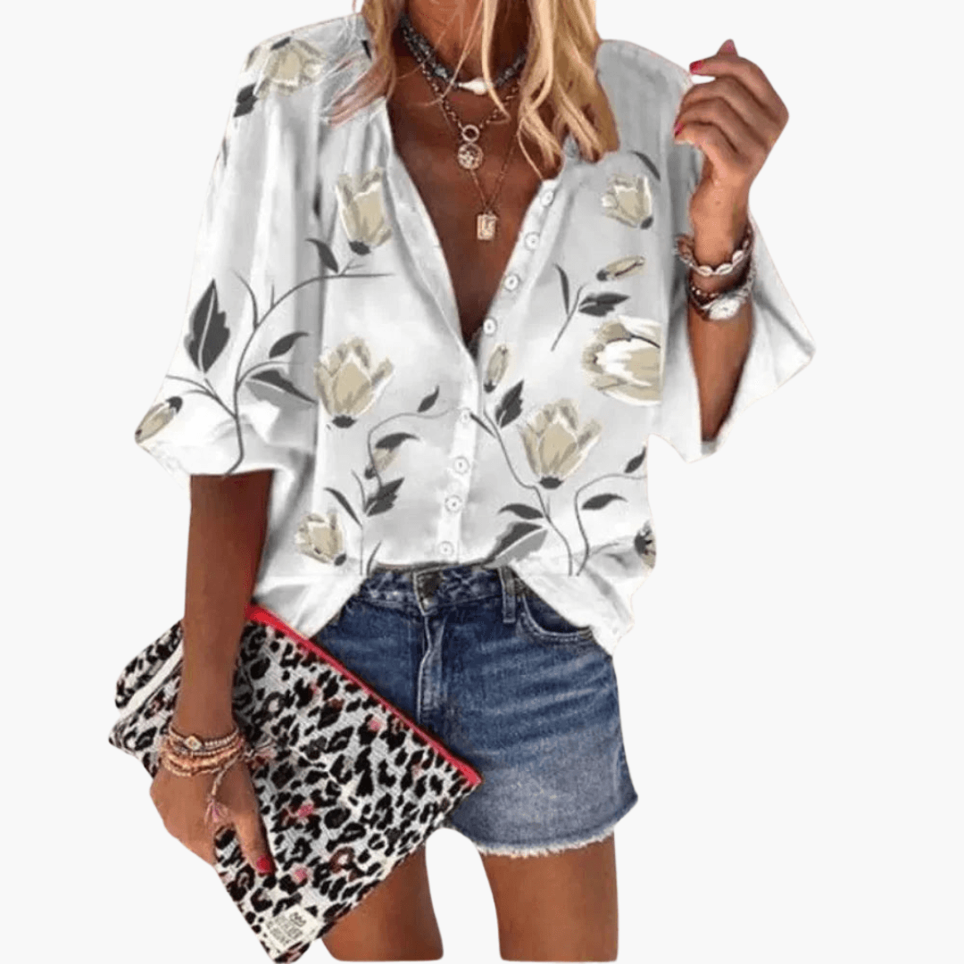 Karen - Bluse mit floralem Druck und Batwing-Ärmeln