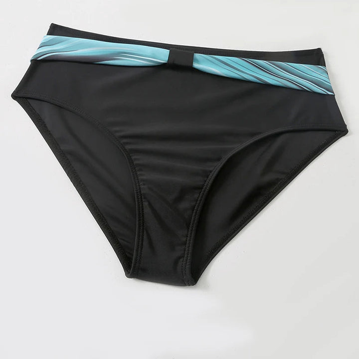 Hochgeschnittenes Bikini-Set mit stilvollem blauen Druck