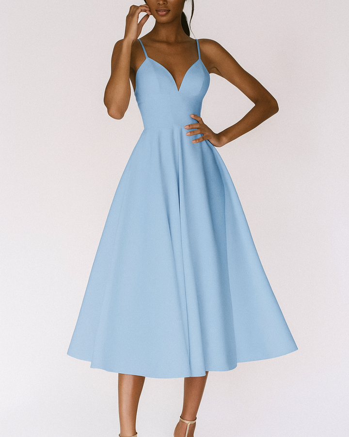 Damen Hochzeitsgast Träger Midi Kleid