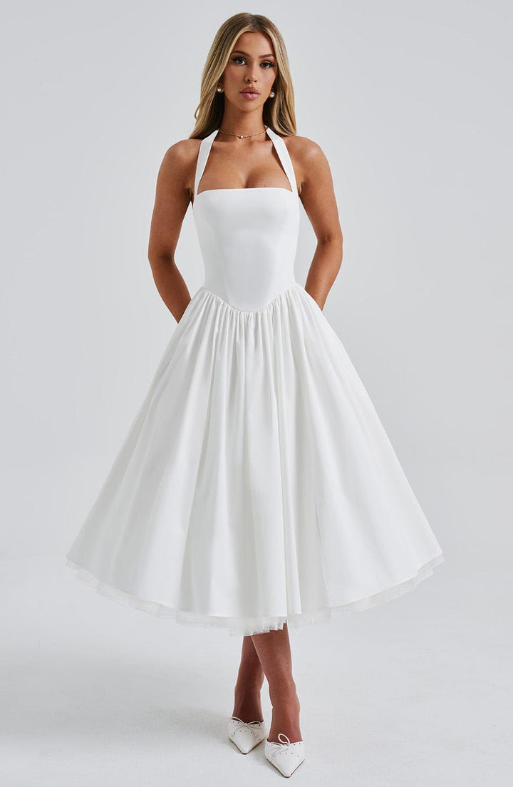 Damen Hochzeitsgast Halter Midi Kleid