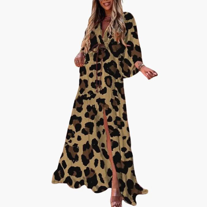 Farbiger Sommerkleid - Damen Maxikleid mit Blumenmuster