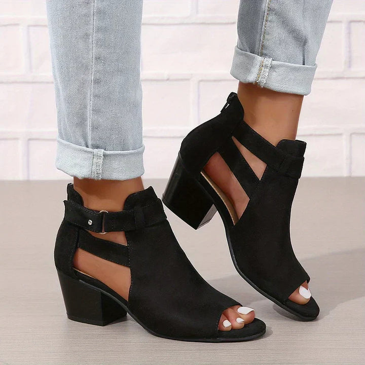 Damen Sandalen - Absatzsandale mit Offener Zehe und Schnalle
