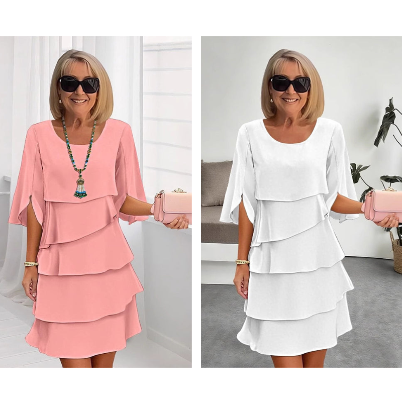 Naomi - Damen Schichtkleid mit Puffärmeln