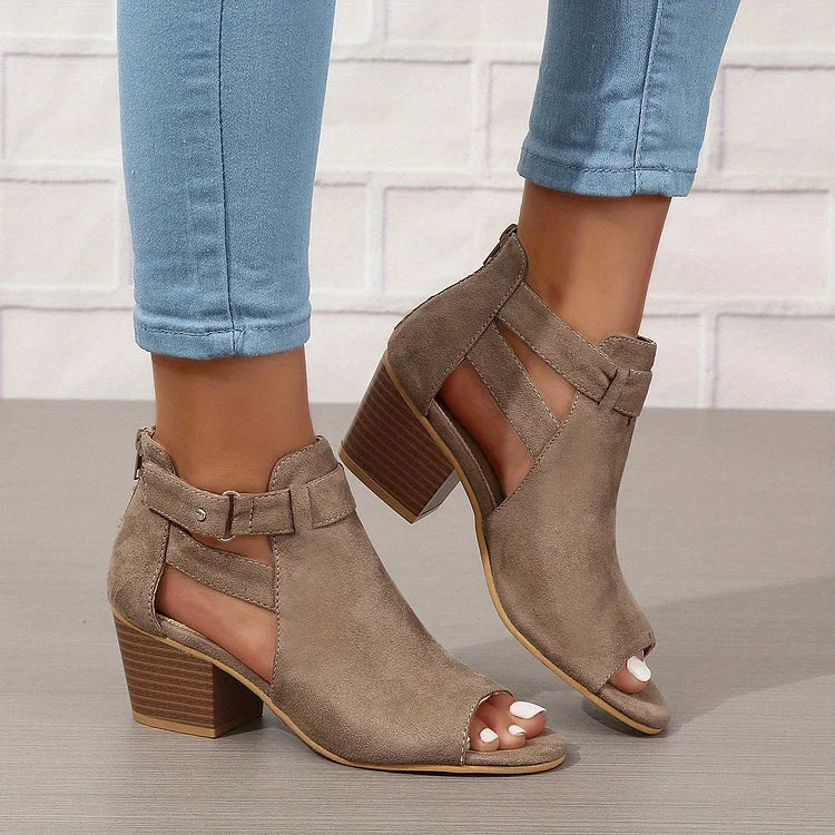 Damen Sandalen - Absatzsandale mit Offener Zehe und Schnalle