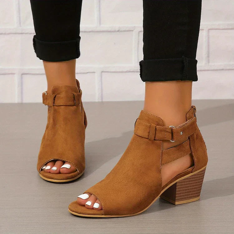 Damen Sandalen - Absatzsandale mit Offener Zehe und Schnalle