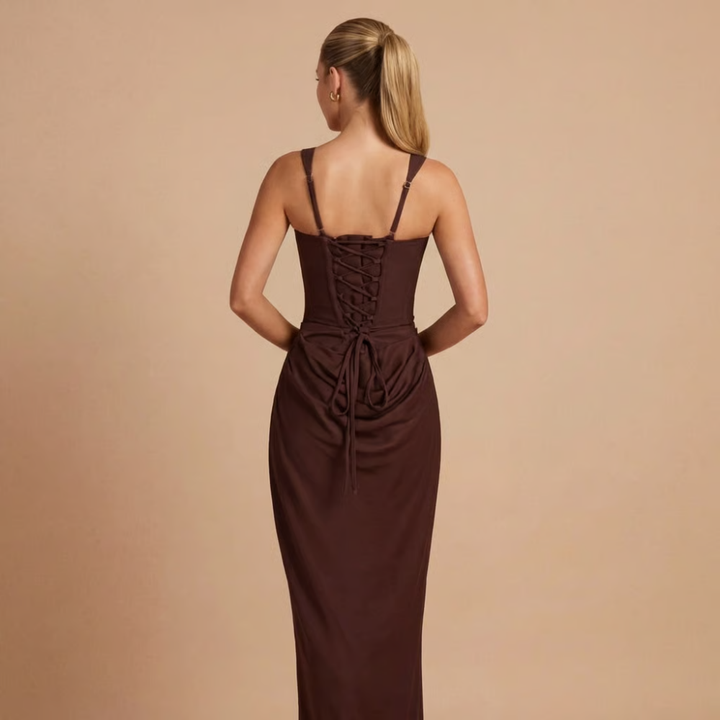 Damen Cocktail Kleid mit Quadrat-Ausschnitt, gerafftem Mini- und Maxikleid