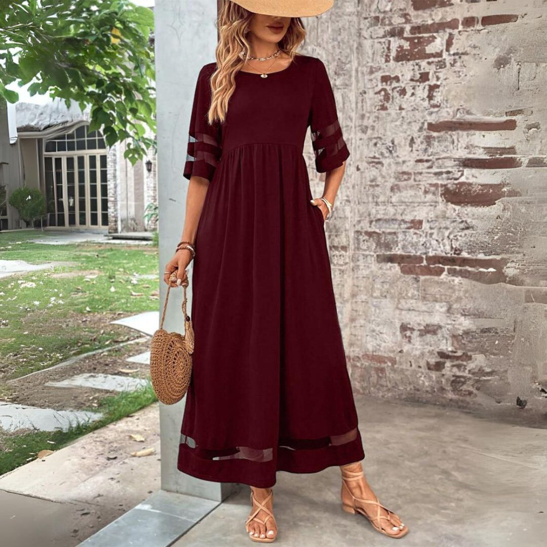 Damen Maxikleid mit Kurzarm
