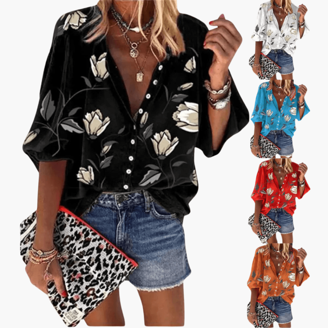 Karen - Bluse mit floralem Druck und Batwing-Ärmeln