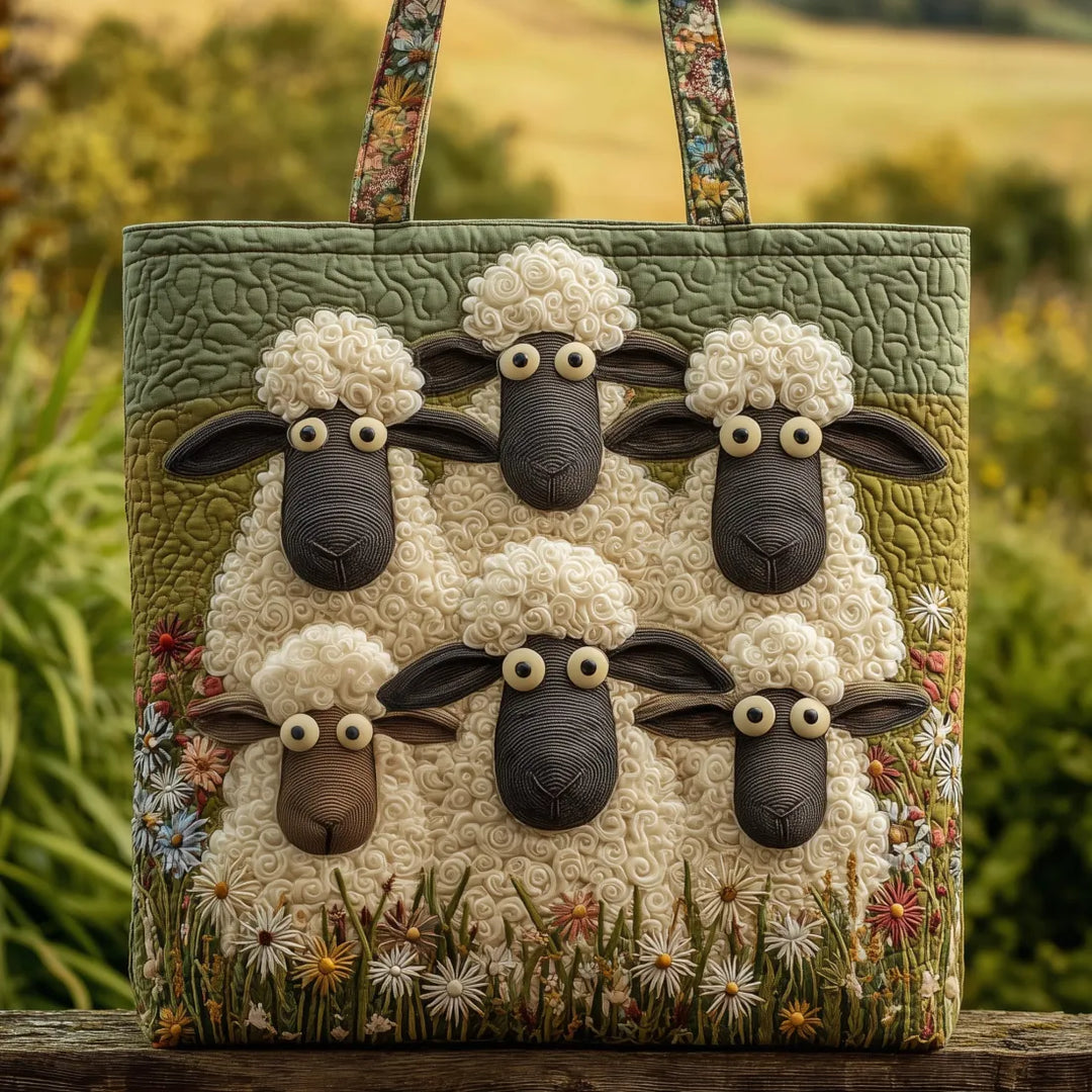 Gesteppte Tote Bag mit Motiv Fünf Schafe von Maria Zürich
