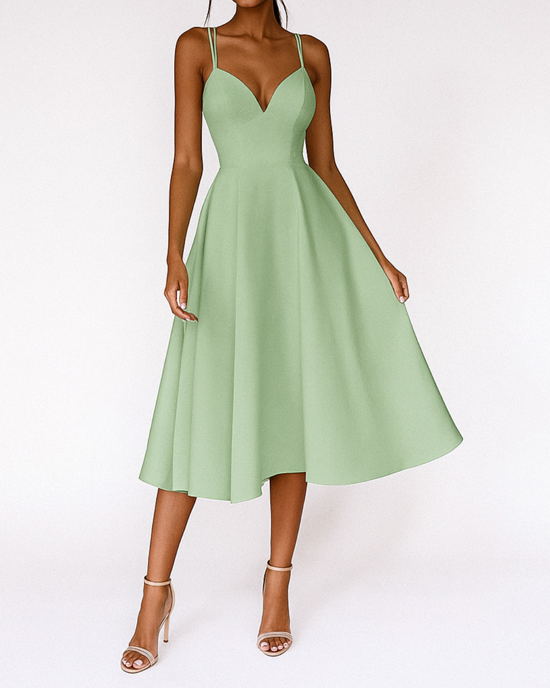 Damen Hochzeitsgast Träger Midi Kleid