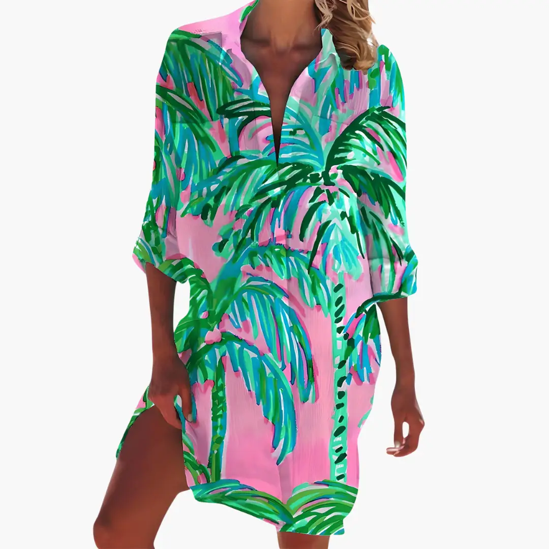 Damen Hemdkleid mit langen Ärmeln und Knopfleiste
