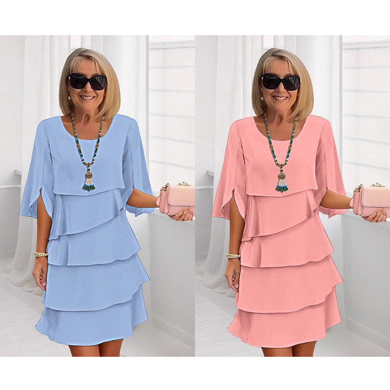 Naomi - Damen Schichtkleid mit Puffärmeln