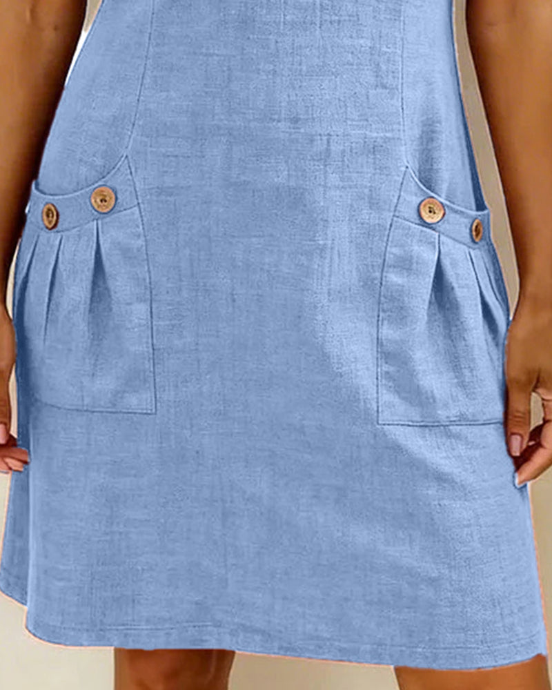 Lina Baumwoll-Leinen-Kleid für Damen – Detail Reissverschluss am Ausschnitt