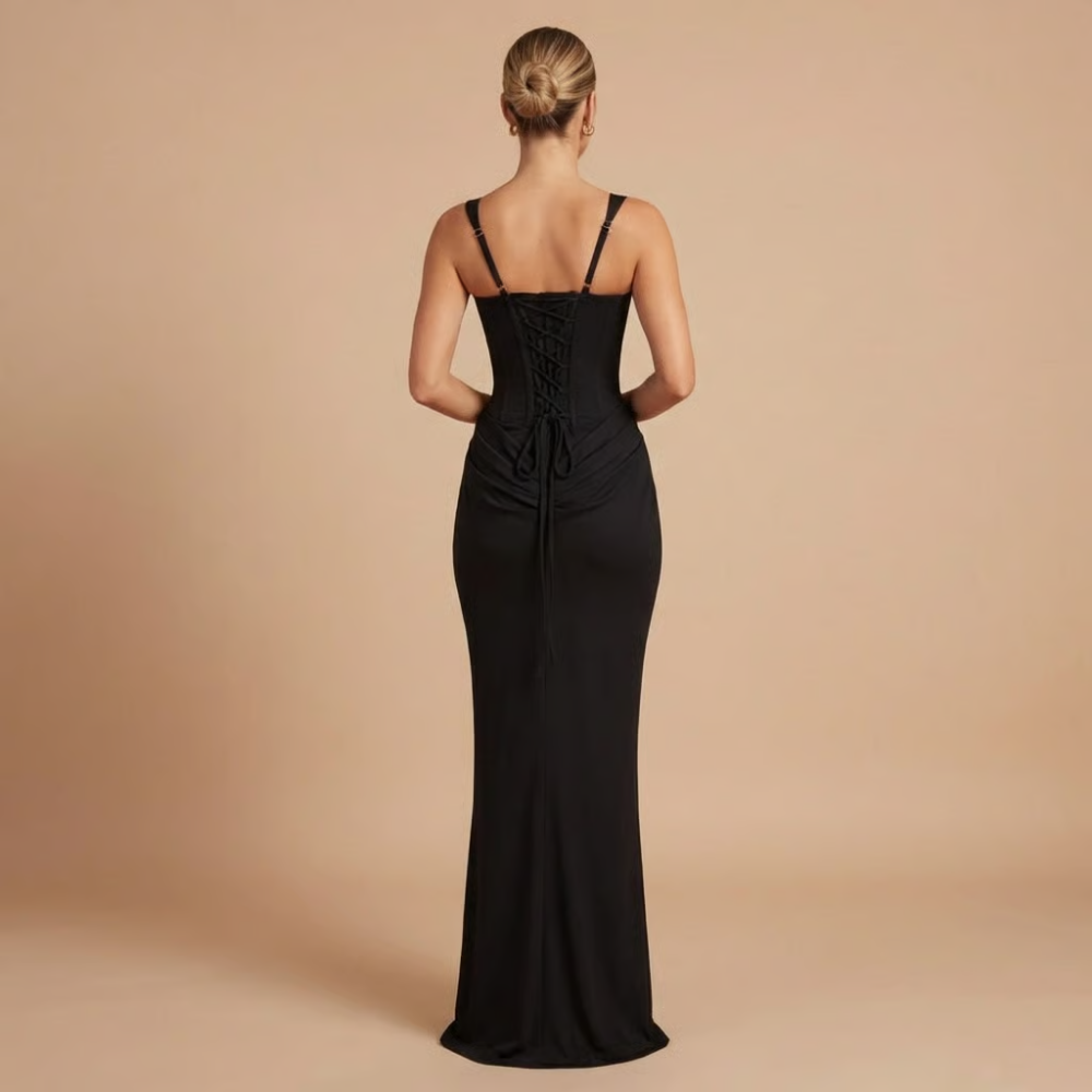 Damen Cocktail Kleid mit Quadrat-Ausschnitt, gerafftem Mini- und Maxikleid
