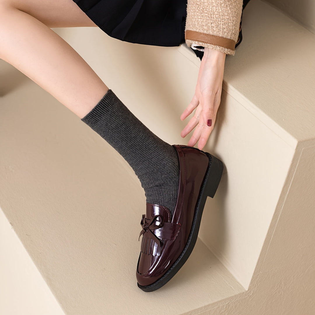 Damen Slipper mit Fransen und Schleifendetail