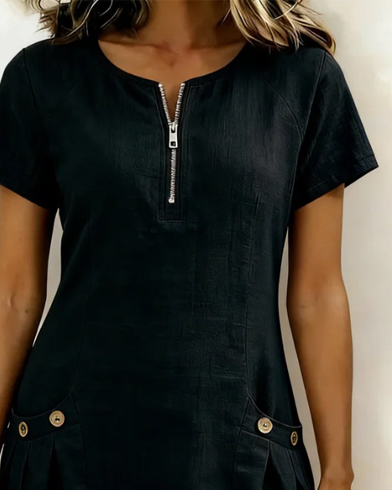 Lina Baumwoll-Leinen-Kleid für Damen in der Ganzansicht
