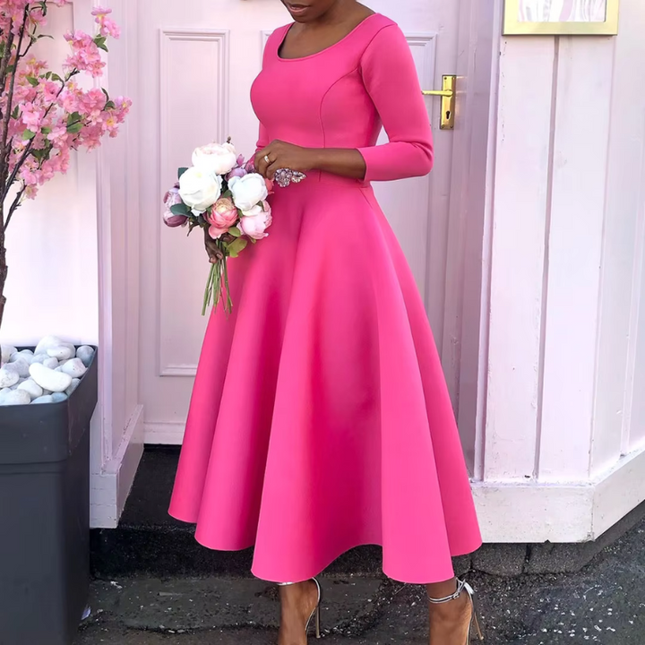 Damen Klassisches A-Linien Midi Hochzeitsgastkleid