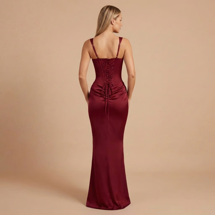 Damen Cocktail Kleid mit Quadrat-Ausschnitt, gerafftem Mini- und Maxikleid