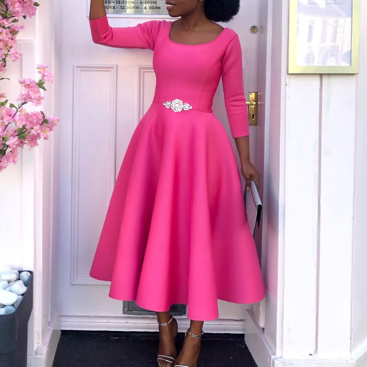 Damen Klassisches A-Linien Midi Hochzeitsgastkleid