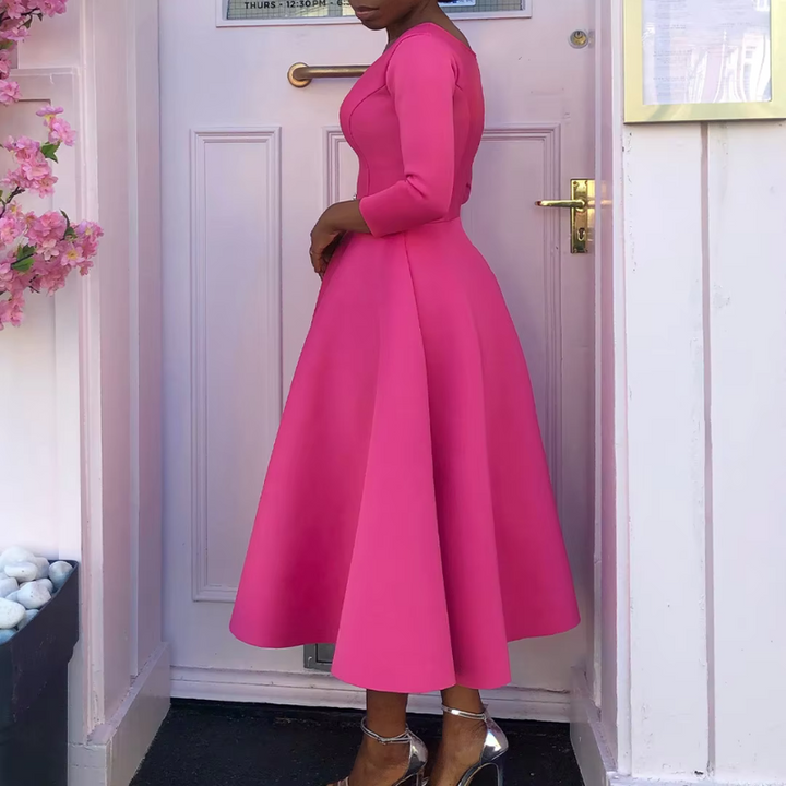 Damen Klassisches A-Linien Midi Hochzeitsgastkleid