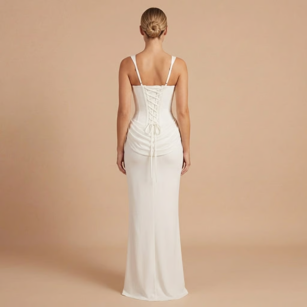 Damen Cocktail Kleid mit Quadrat-Ausschnitt, gerafftem Mini- und Maxikleid