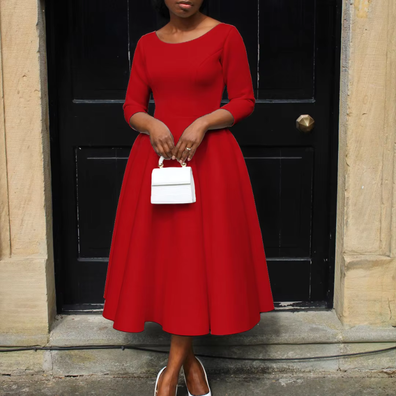 Damen Klassisches A-Linien Midi Hochzeitsgastkleid