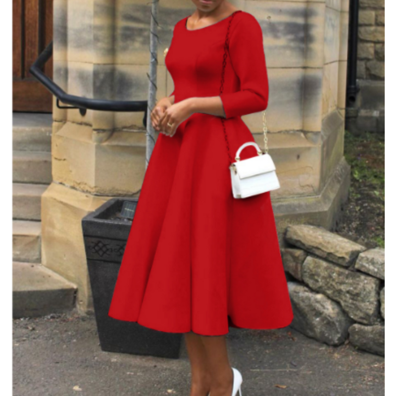 Damen Klassisches A-Linien Midi Hochzeitsgastkleid