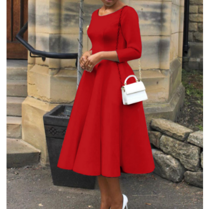 Damen Klassisches A-Linien Midi Hochzeitsgastkleid