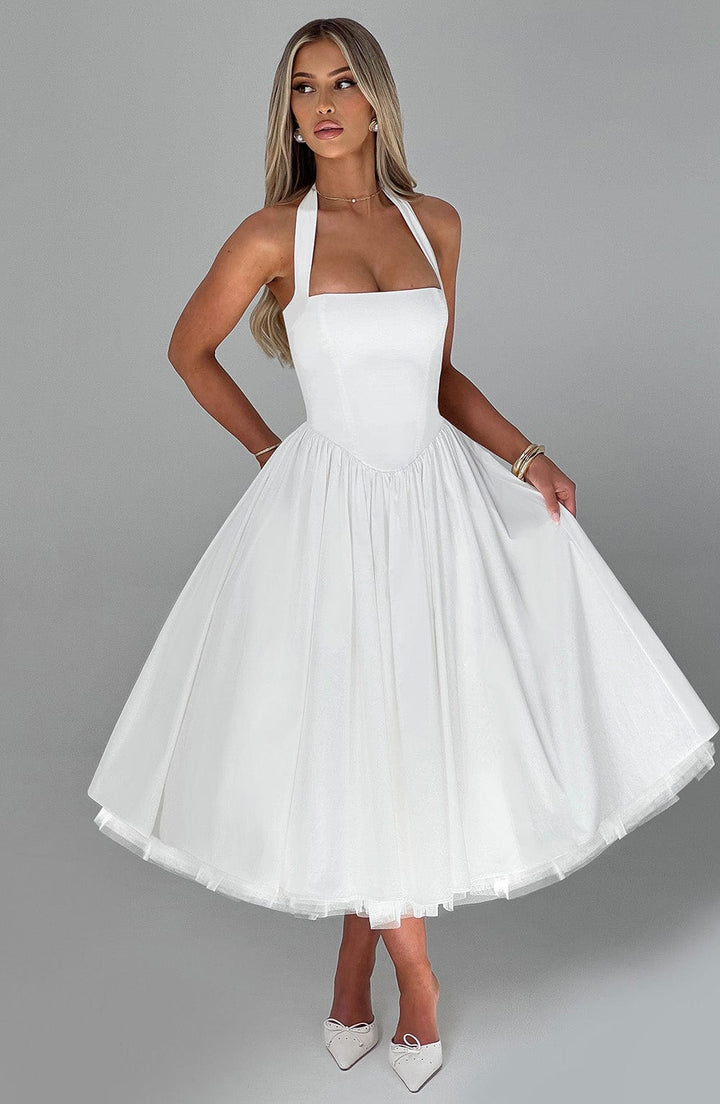 Damen Hochzeitsgast Halter Midi Kleid