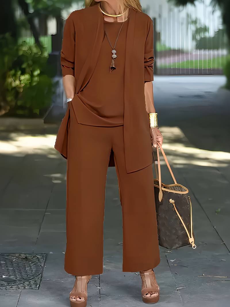 Anna - Drei-teiliger Blazer, Tanktop & Weitbeinige Hosen Ko-ord Set