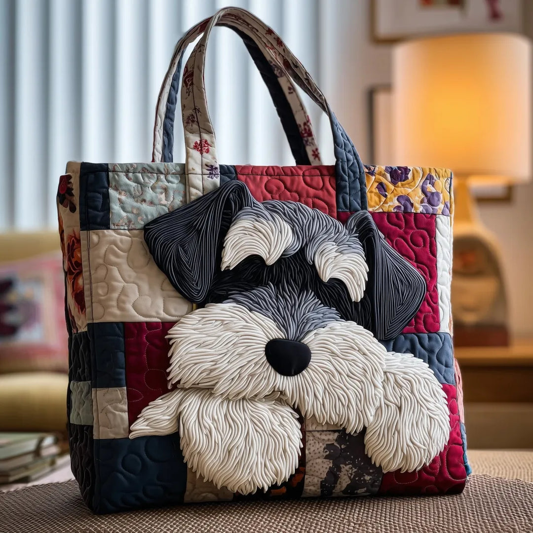 Gesteppte Tote Bag mit Motiv Schnauzer von Maria Zürich