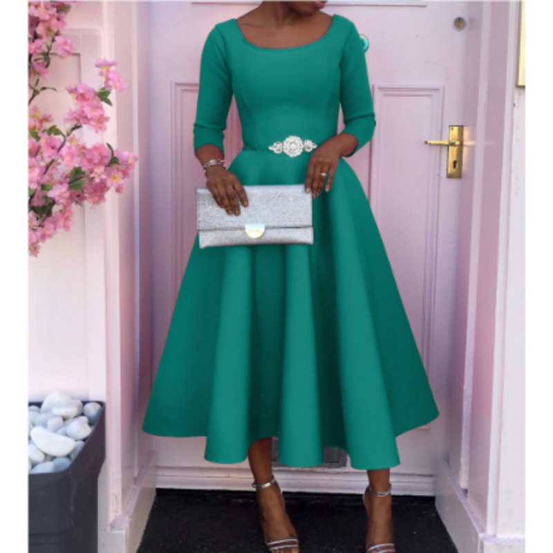 Damen Klassisches A-Linien Midi Hochzeitsgastkleid