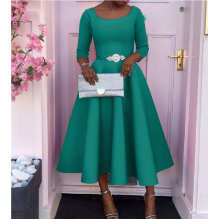 Damen Klassisches A-Linien Midi Hochzeitsgastkleid