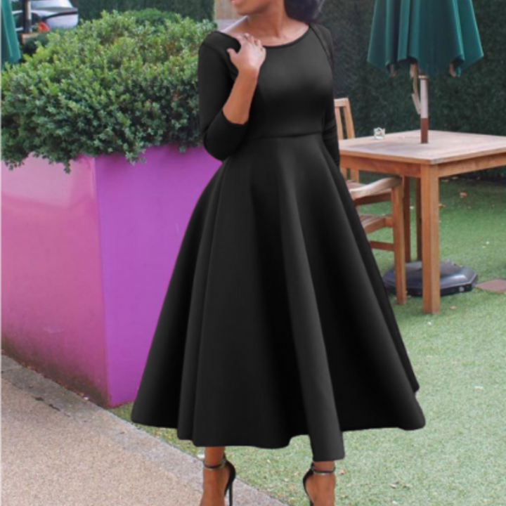 Damen Klassisches A-Linien Midi Hochzeitsgastkleid