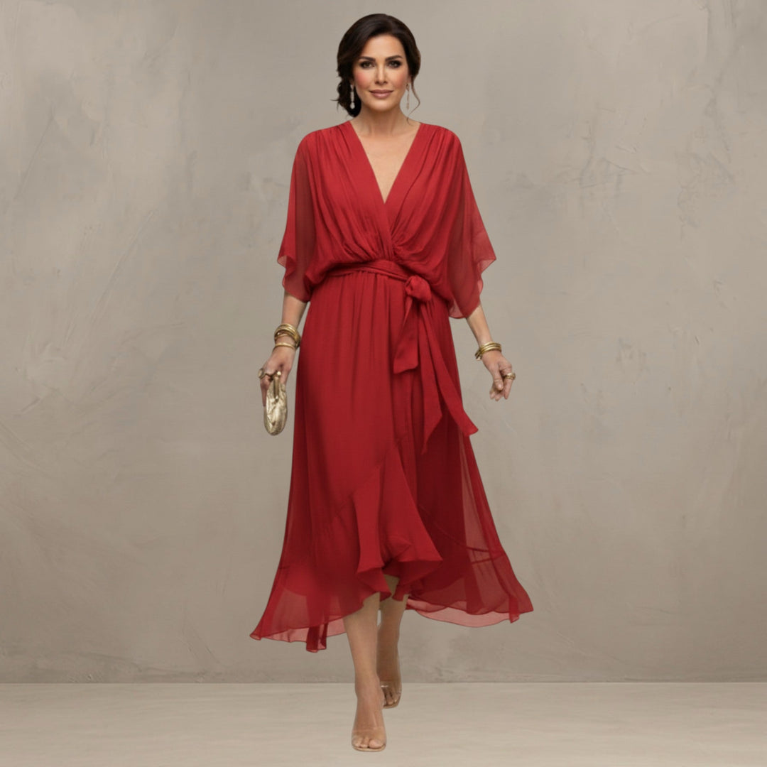 Marta - Elegantes Chiffon Midi Kleid