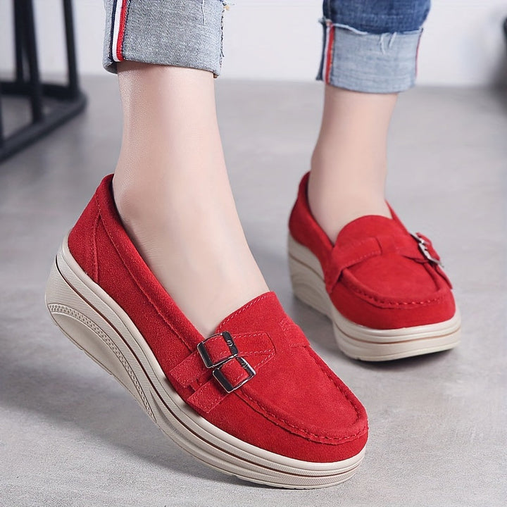 Damen Plattform Slipper mit Schnalle und dicker Sohle